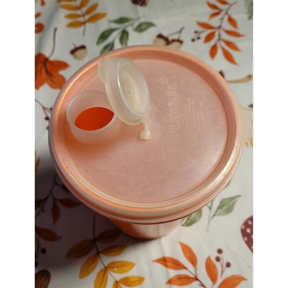 Tupperware Vintage Orange Container 321-11 Pour Lid 563-21 Container 32oz - Picture 3 of 9